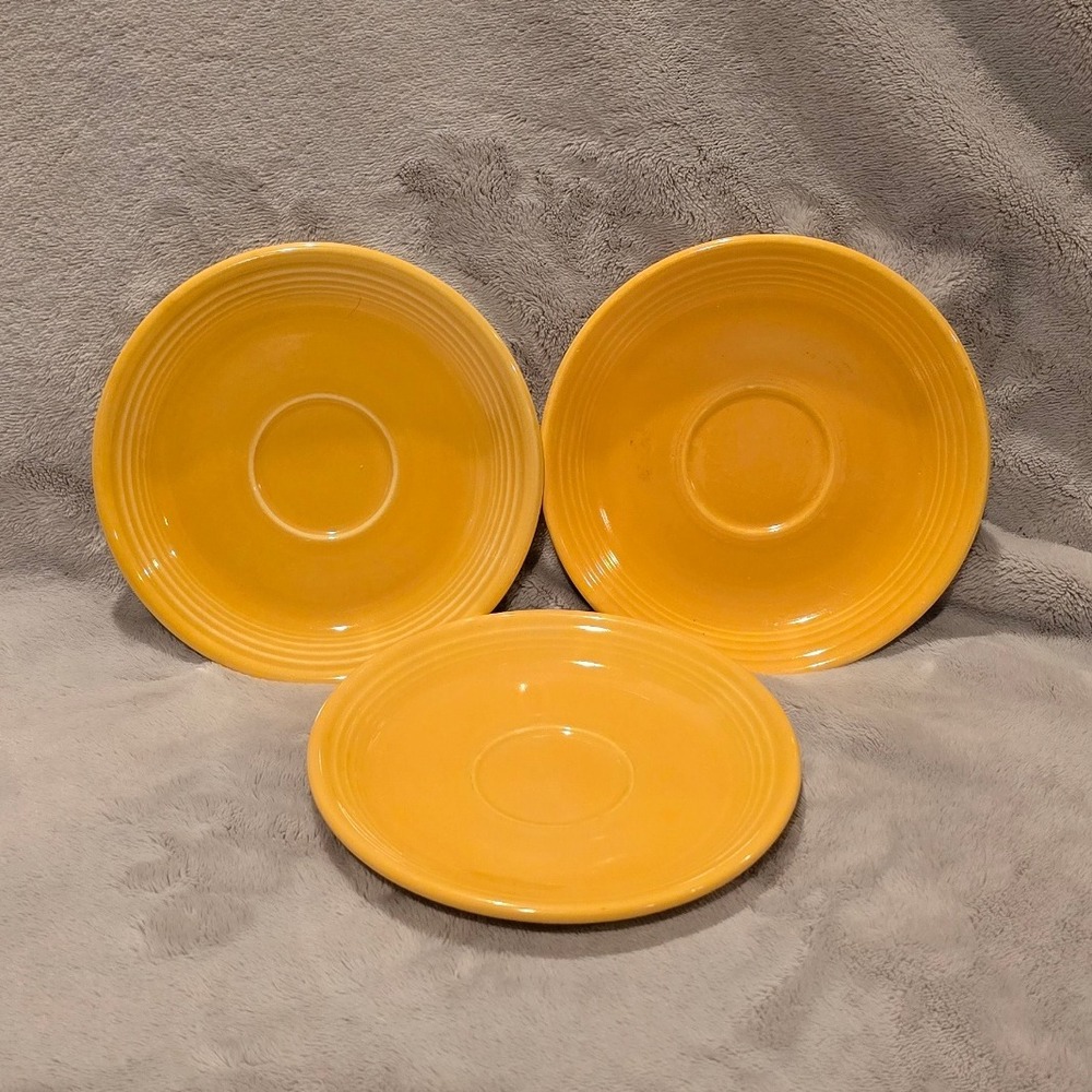 Vintage Fiestaware Yellow Saucer‎ Set 3 Vintage Ceramic